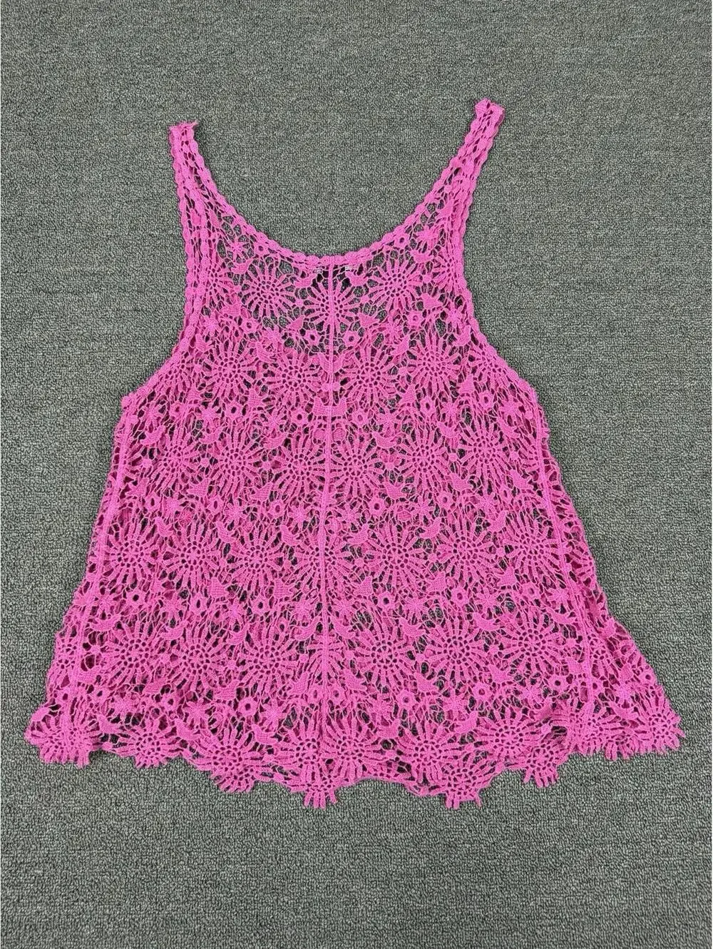 Vintage Y2K So What Women's L Pink Crochet Boho  Flowy Fairy Hippie Coquette - Picture 2 of 5